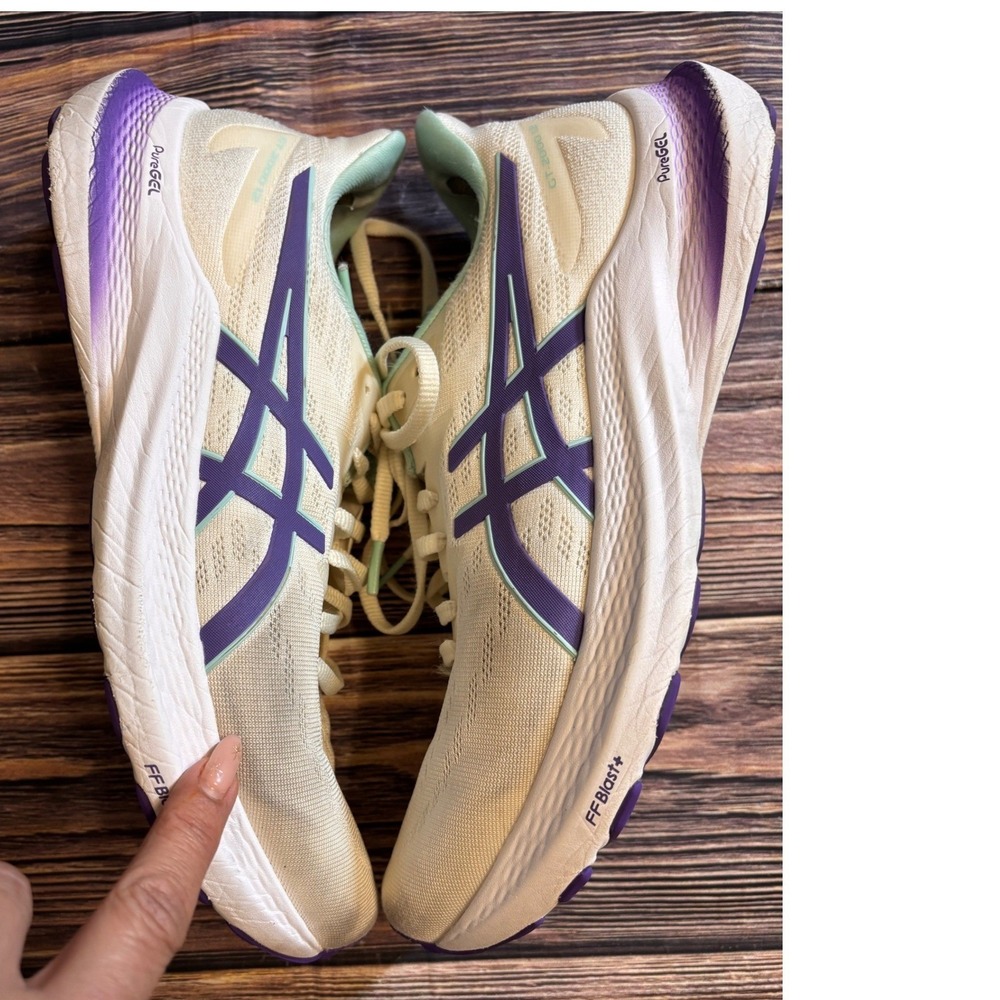 ASICS GT-2000 12 Running Shoes Womens Size 9.5 Cream Violet 1012B616 Lace Up - Picture 4 of 15